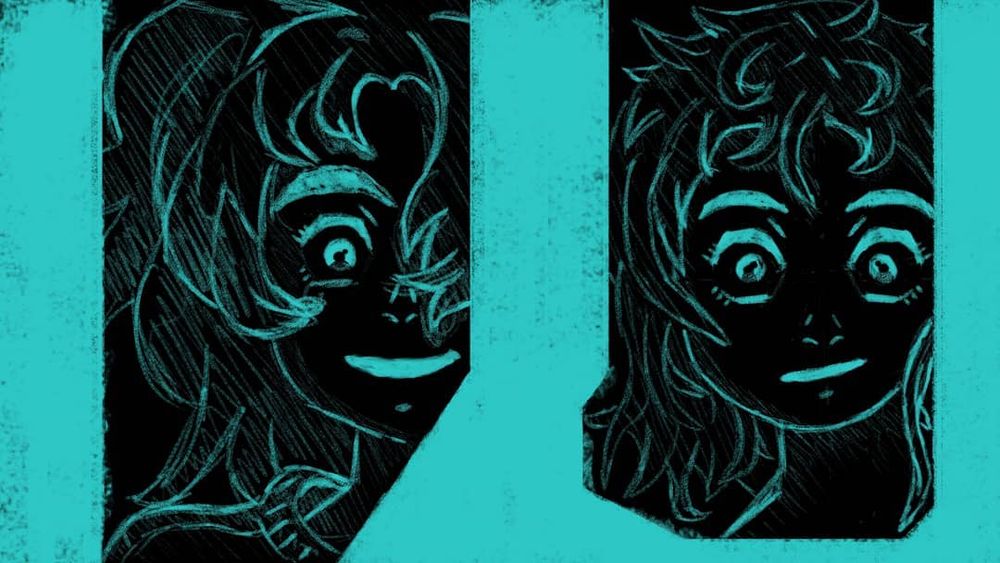 Image study of Mary from Mary and the Witches flower. Left side is Mary, right side is character created trying to copy Mary's design. 