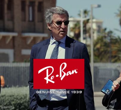 Meme con la imagen de Feijóo con gafas de sol y el logo de Ray Ban editado con el texto: Ro ban.