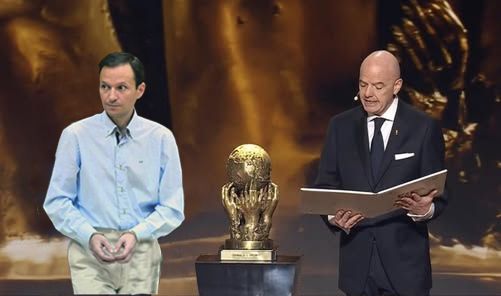 Edición de entrega de premio de la paz de la FIFA con la imagen de José Bretón.