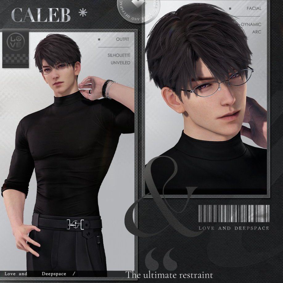Caleb Love and Deepspace in a black turtleneck and glasses