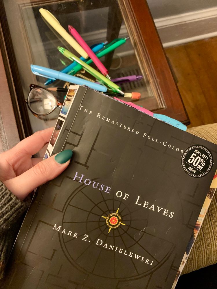 The book “House of Leaves” by Mark Z Danielewski 

