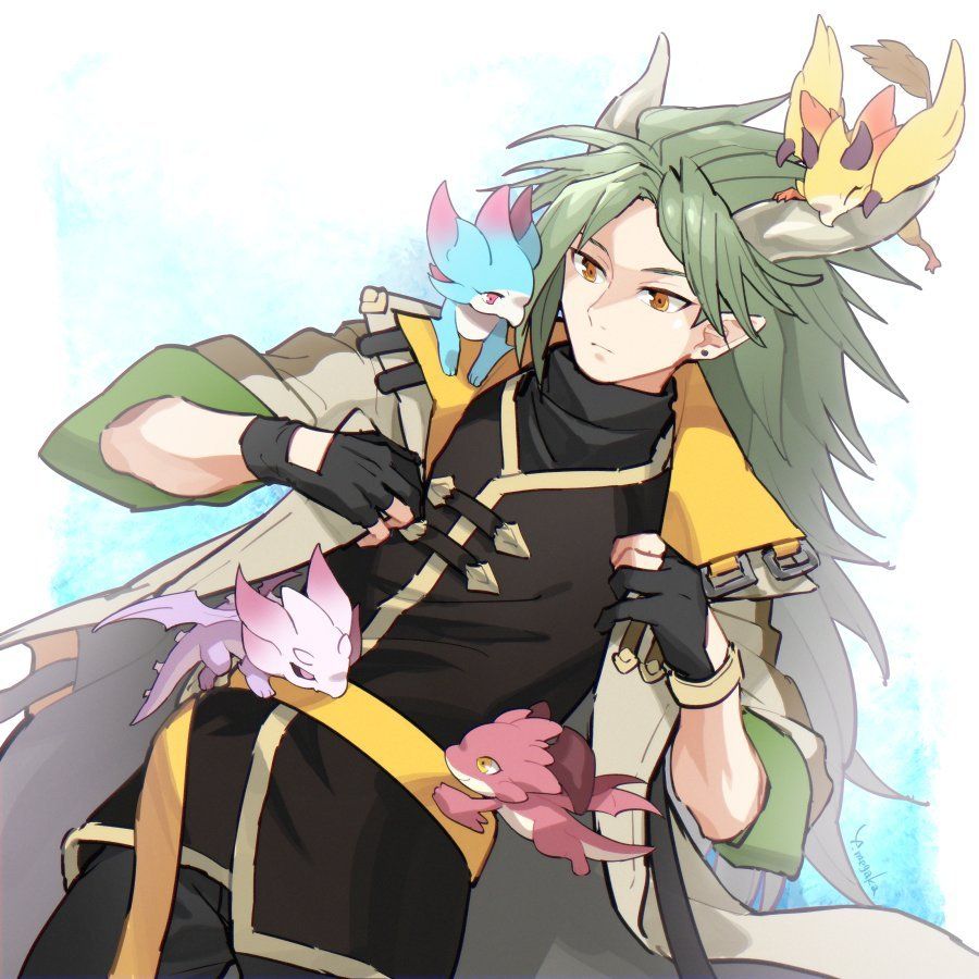 【DRAGALIA LOST／ドラガリアロスト】

▼キャラクター
幻身ミドガルズオルム、りゅうのおにわのドラゴンたち

✦ーーーーーーーーーー✦
※これはファンアートです。ミドガルズオルムは吹いている風を身に受け、乱れた上着をしゃんと伸ばしている様子。一方、小さなドラゴンたちは彼を遊び場にしてしまっている・・・そんな微笑ましい場面を描きました。