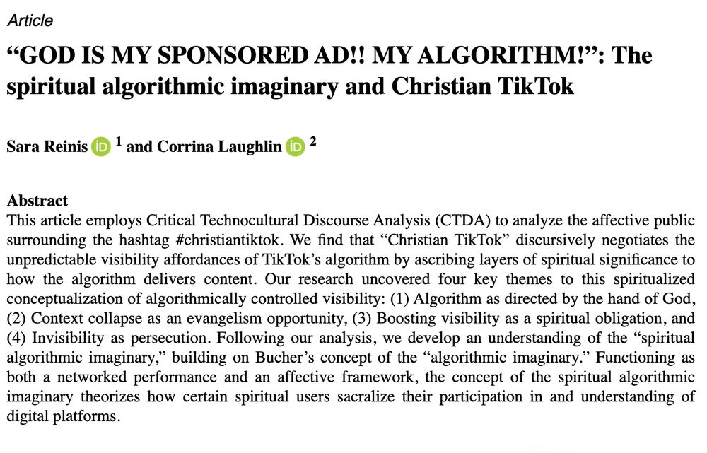 This is a screenshot of the title and abstract of a research article. The link features the title, author names and article abstract. 
