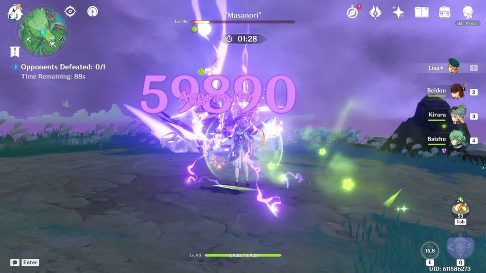 Lisa hold skill at 3 stacks doing 59K damage