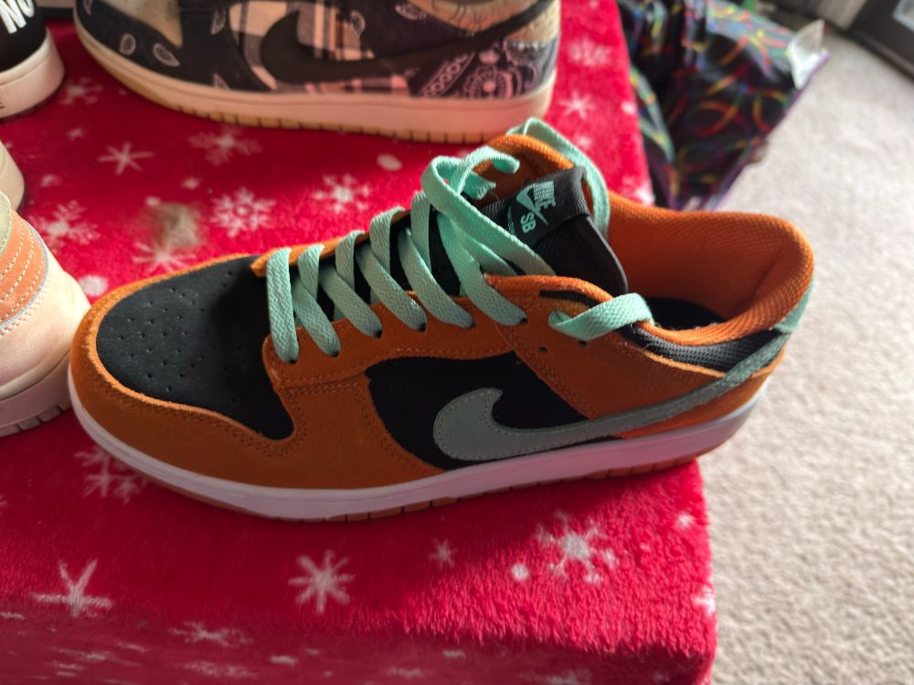 Orange green and black Nike sb shoes