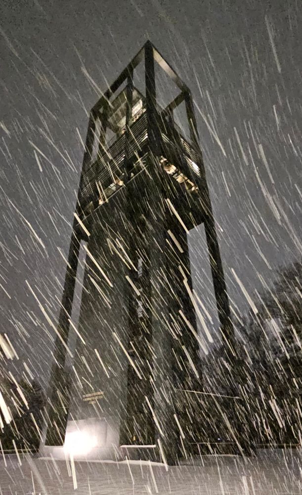 Heavy snow at the Netherlands Carillon in Arlington, VA.