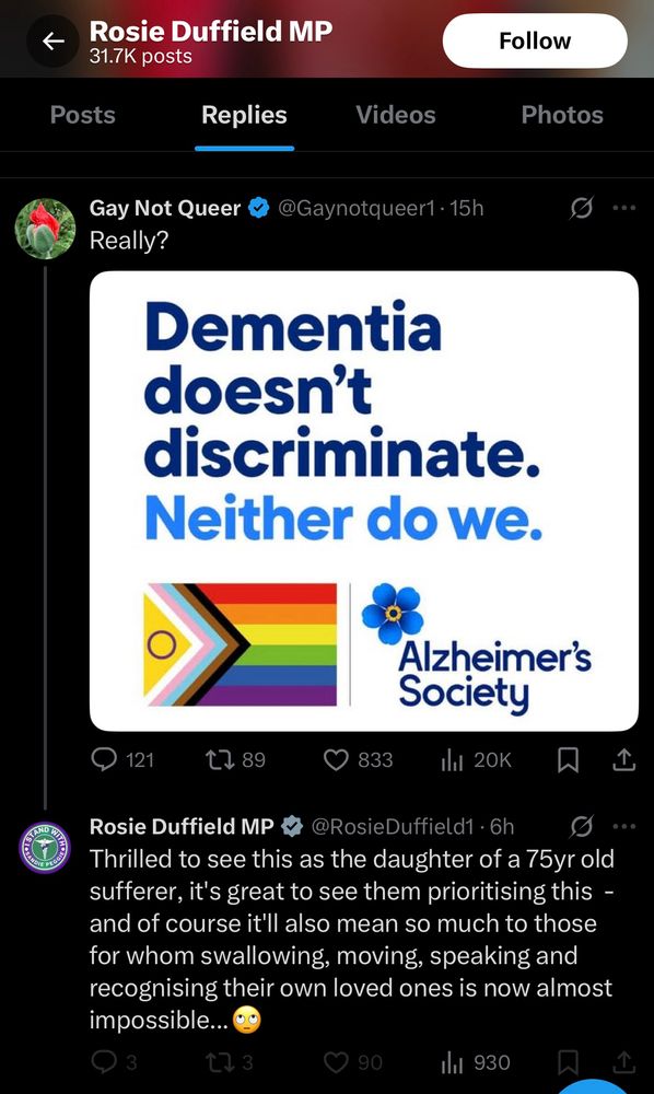 Rosie Duffield sarcastically criticising the Alzheimer’s Society.