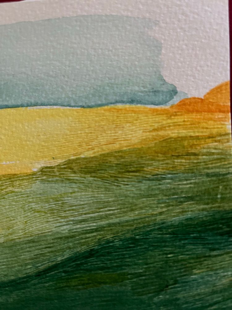 Close up of landscape on watercolor