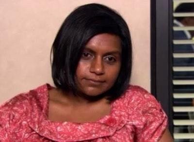 Kelly Kapoor from the office looking tired and frail