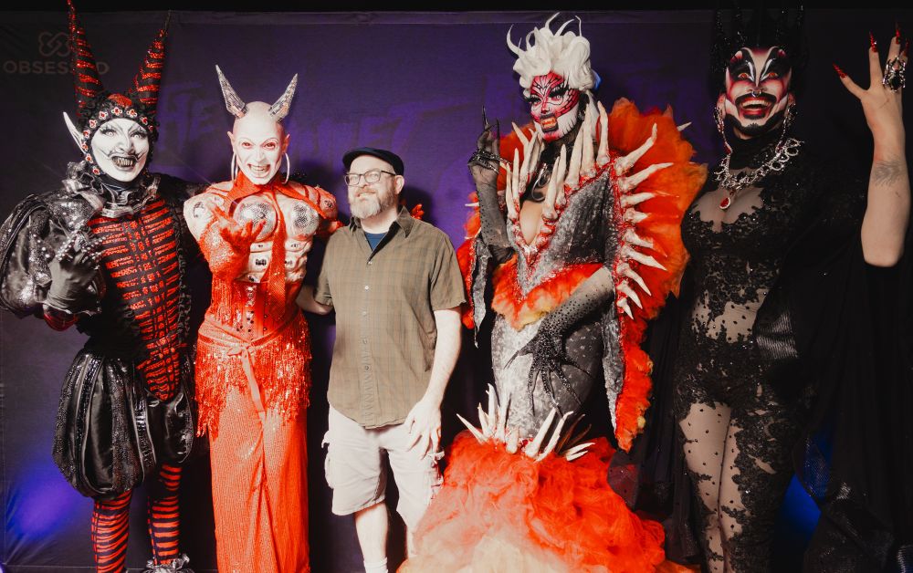 Spooky Dragula queens:  Grey Matter, James Majesty, myself (not a drag queen), Asia Consent, and Auntie Heroine.  