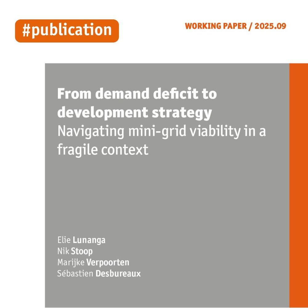 "From demand deficit to development strategy: navigating mini-grid viability in a fragile context"
IOB Working Paper 2025.09
Elie Lunanga, Nik Stoop, Marijke Verpoorten and Sébastien Desbureaux 
Kivu, DR Congo