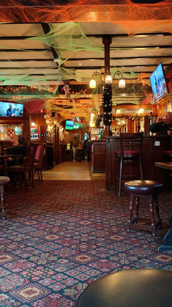 'Spooky' interior of pub with Halloween decorations