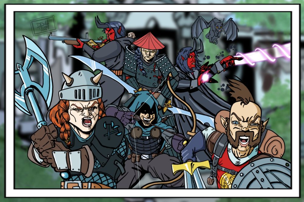 An adventuring party deep in the jungles of Chult