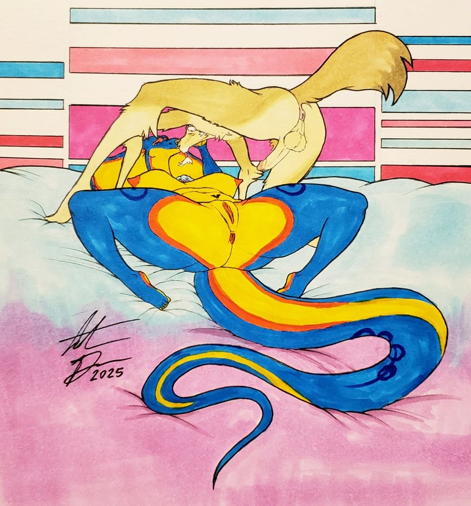 Zaphira and Shen in bed about to have to get busy. 