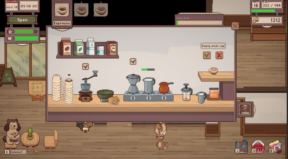 screenshot of Tailside cafe brewing panel
