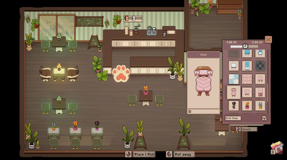 screenshot of sandbox mode in Tailside with various decorations