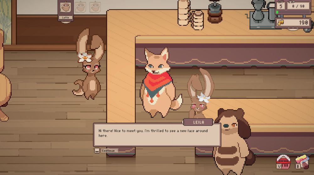 screenshot of NPCs and main character in Tailside having a conversation