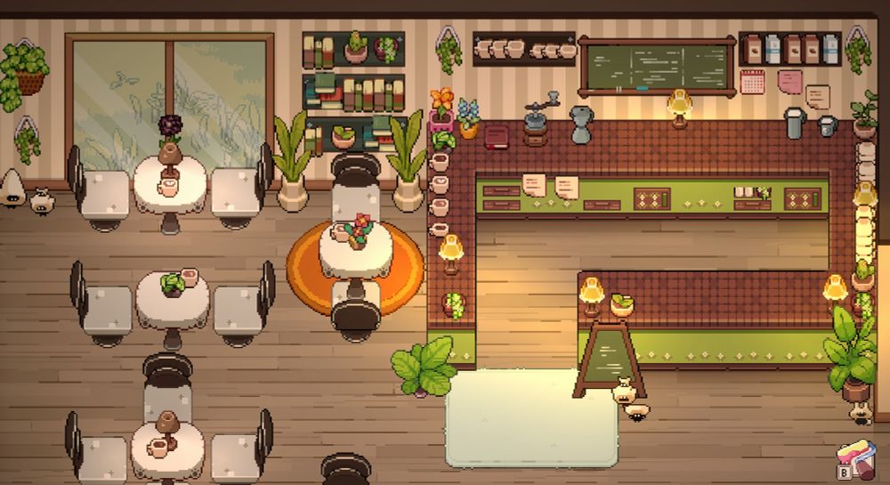Screenshot of cafe decor in Tailside game