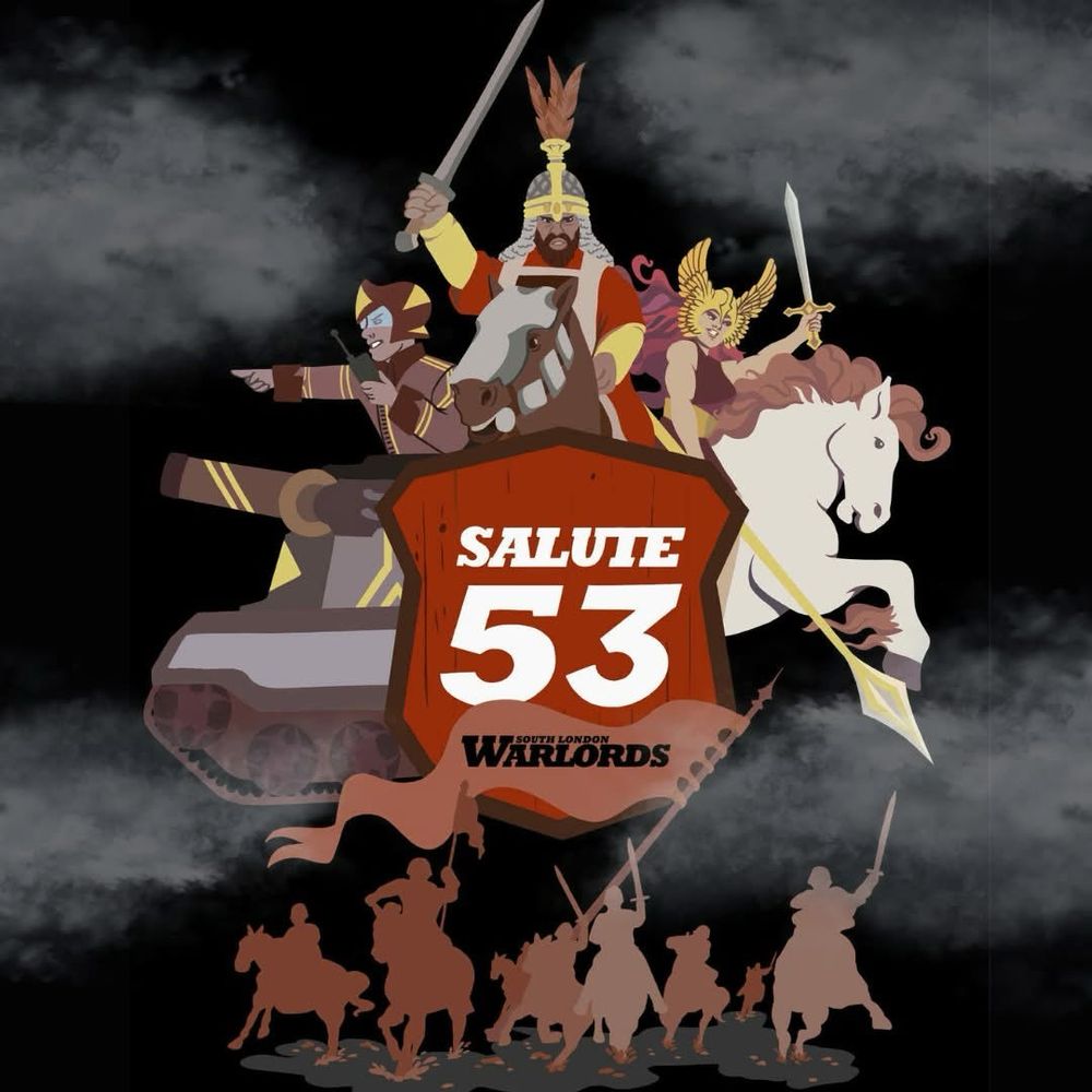A poster for Salute 53, a wargames convention in London hosted by the South London warlords 