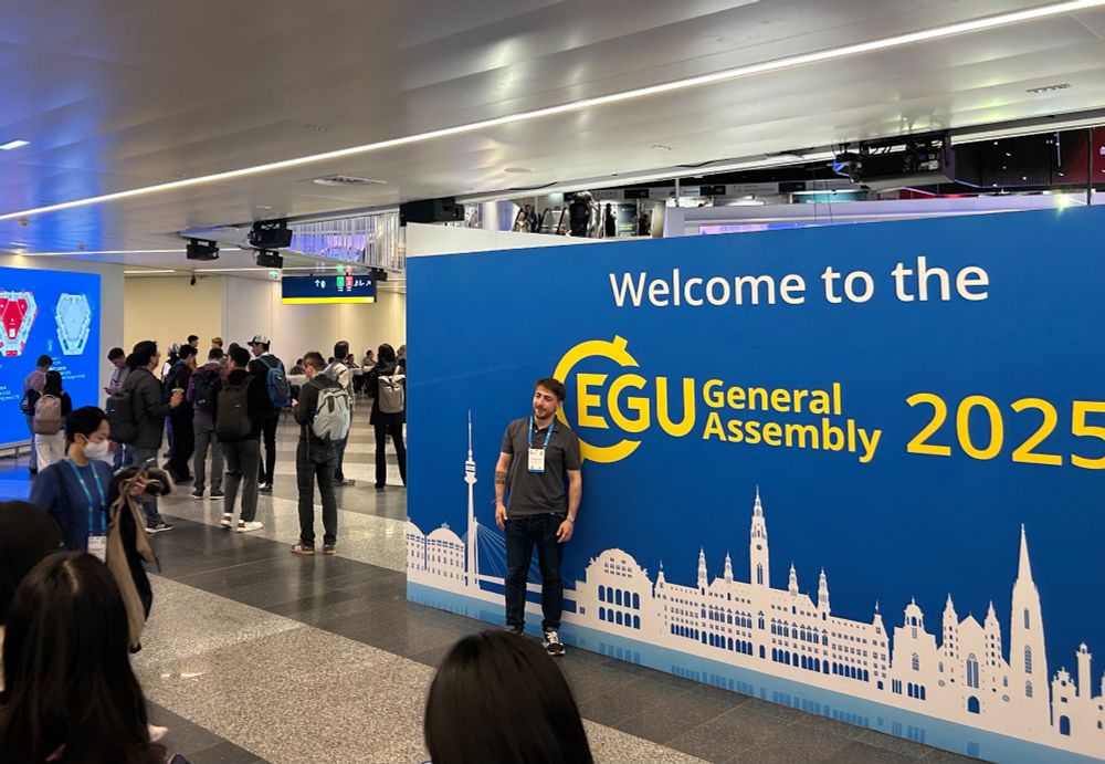 EGU General Assembly 2025 photo wall with attendees posing for photos in front of it