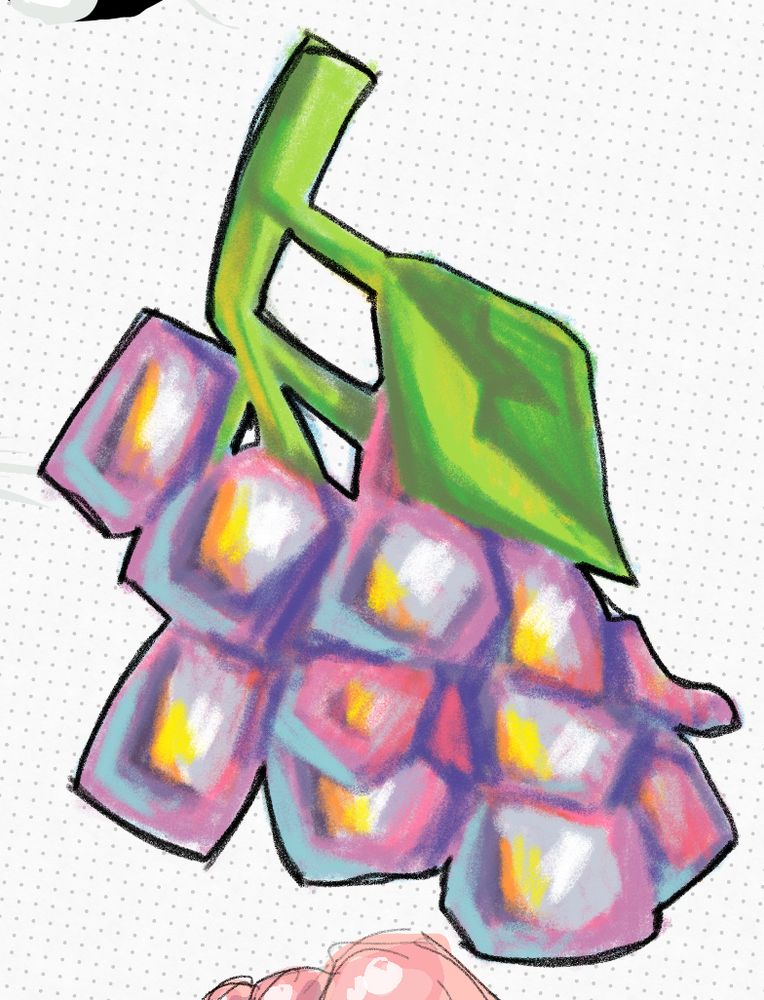a very colorful colored pencil-like sketch of grapes