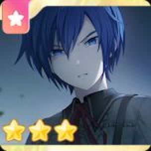 The thumbnail the "untrained" version of KAITO's "Fury Incarnate", featuring the above-mentioned KAITO with an infuriated, almost disgusted look on his face.

Curiously, this card is designated as having the "Cute" attribute, represented by a pink five-pointed star/flower.