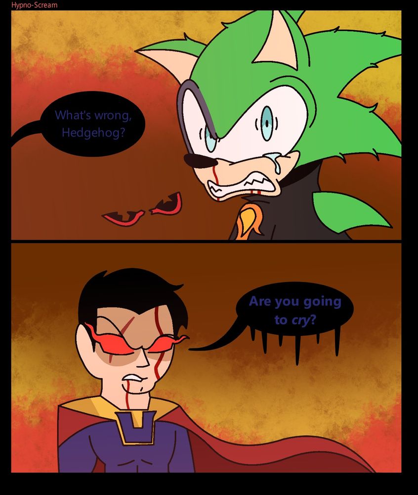 Omni-Man Vs. Homelander but it's Ultraman Vs. Scourge the Hedgehog (DC Comics Vs. Archie Sonic). Evil versions of powerful heroes from universes where the morality is flipped. Ironically, the brutal Ultraman is somehow the less evil of the two given the kind of stuff Scourge has done. I imagine they'd hate each other at first sight.