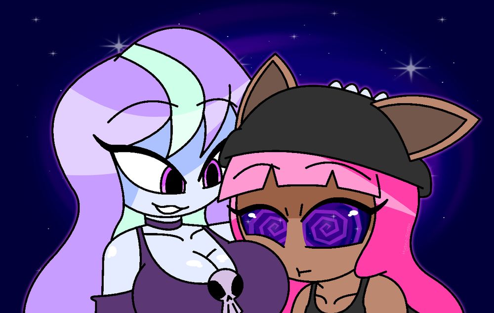 Twyla smiling while holding a hypnotized Howleen close to her chest