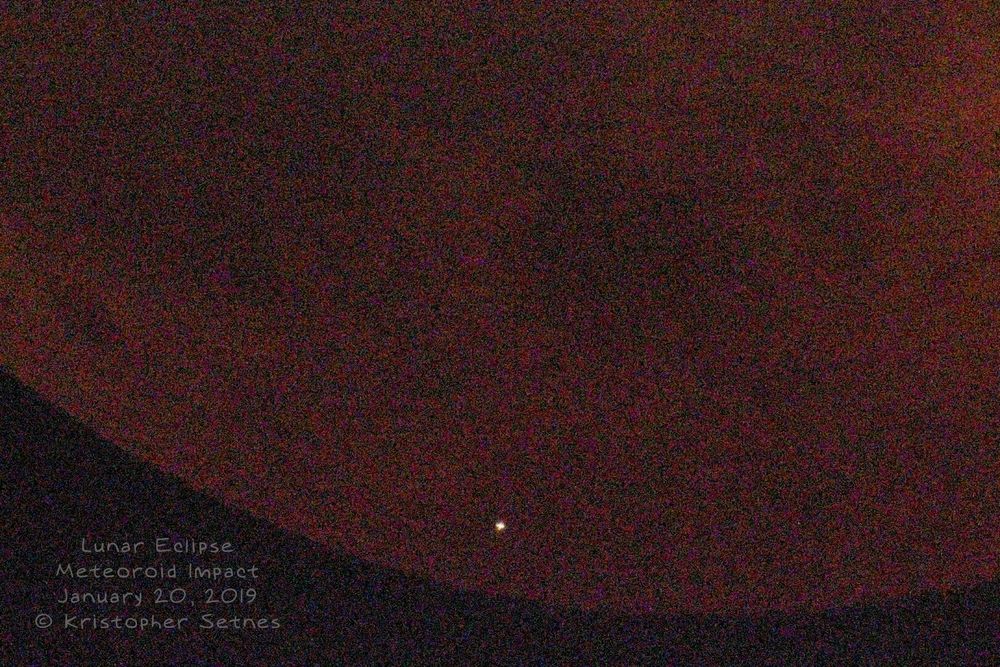 This is a crop of the single frame that captured the impact... in all its noisy glory.  