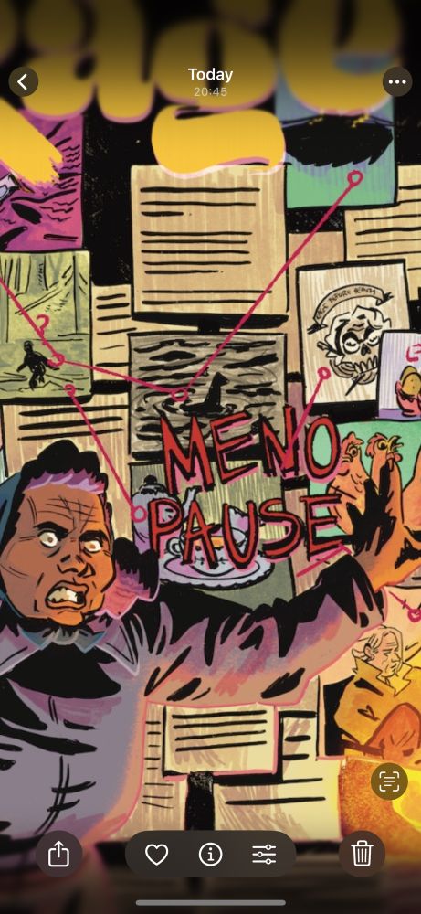 Close up MENOPAUSE detail from the issue 4 GOLDEN RAGE cover. Thank god it’s only a pause, and not a full stop. 