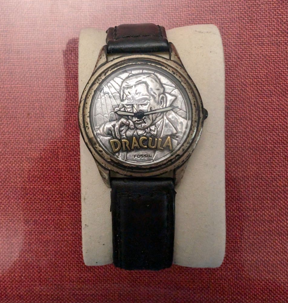 A Fossil Dracula watch with Bela Lugosi as Dracula urging you to SLEEEEEEEP.