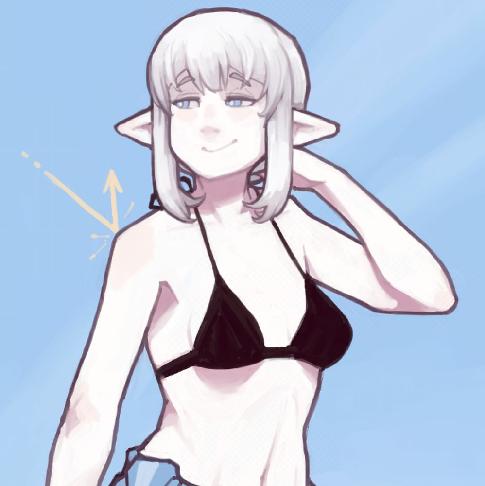 pale haired elf deflecting sun's harmful rays