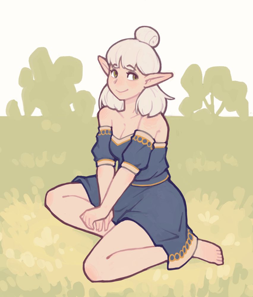 white haired elf girl Asimov (OC by @aidenr0.bsky.social‬) sorry if she's off-model