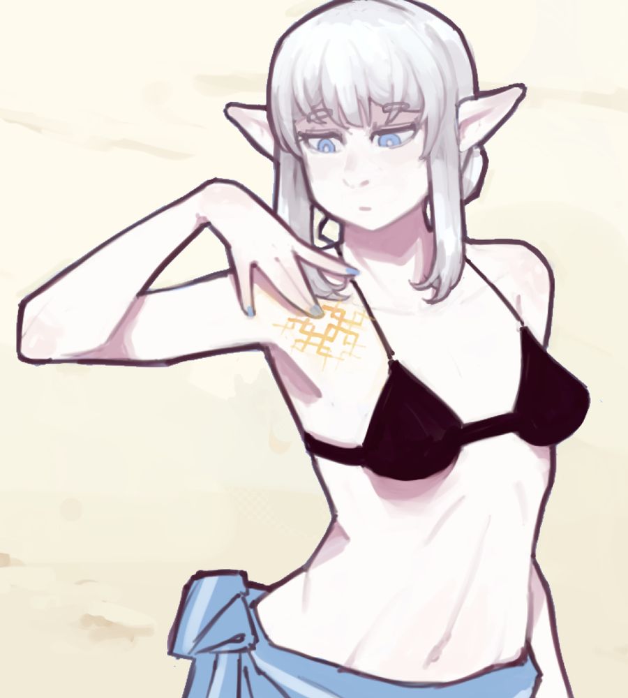 pale haired elf casting a warding spell on herself