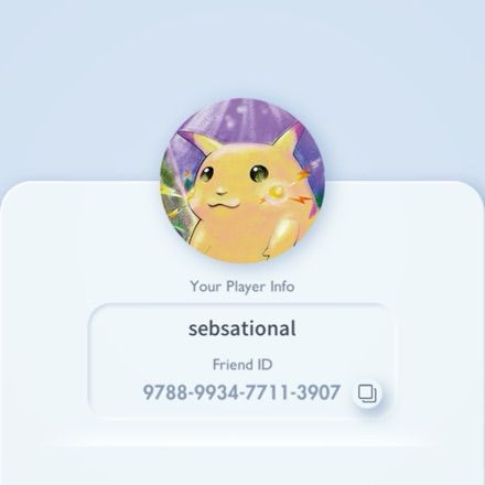 a cropped screengrab from pokémon tcg pocket showing my friend ID: 9788-9934-7711-3907