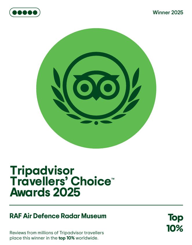photo, colour, a certificate awarding the RAF Air Defence Radar Museum the Tripadvisor Traveller's Choice Award 2025.