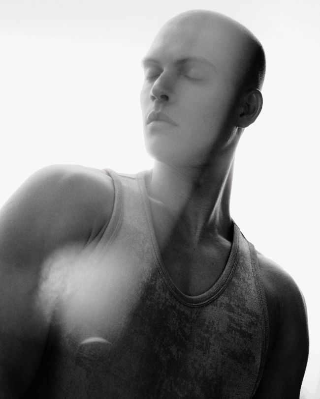 Josha Stradowski with his eyes close.