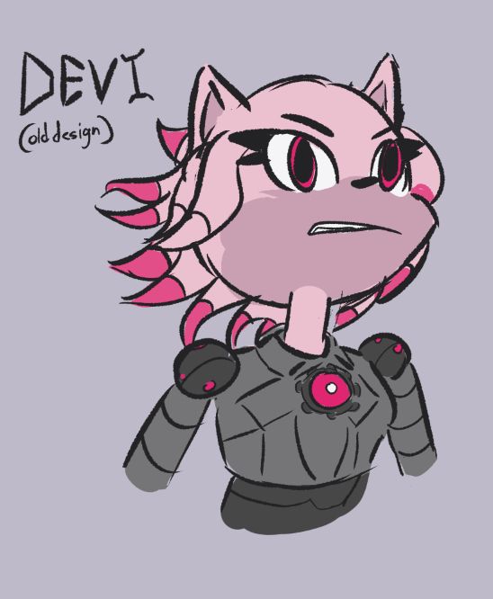 A pink hedgehog looks up menacingly in a suit of armor and cybernetics.