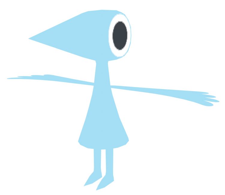 An image of a cyan winged Crow-Person from Monument Valley