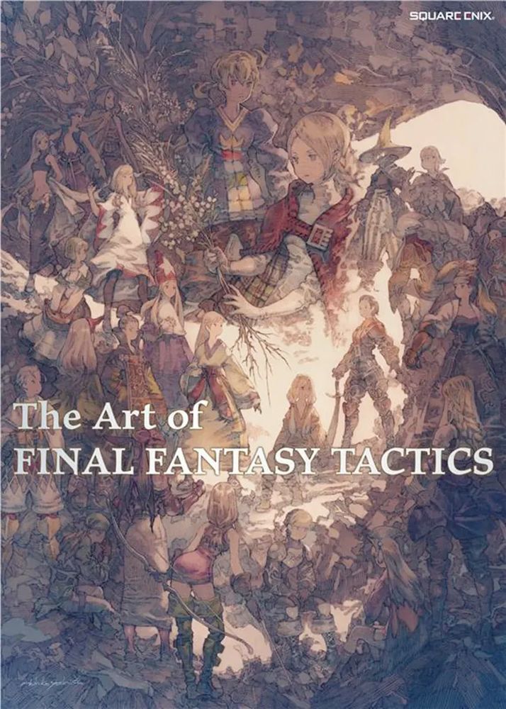 Cover for the "The Art of Final Fantasy Tactics" book with a big collage of various characters.