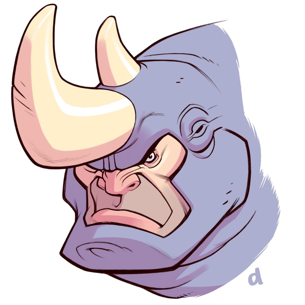 A digital sketch of Spider-Man villain The Rhino