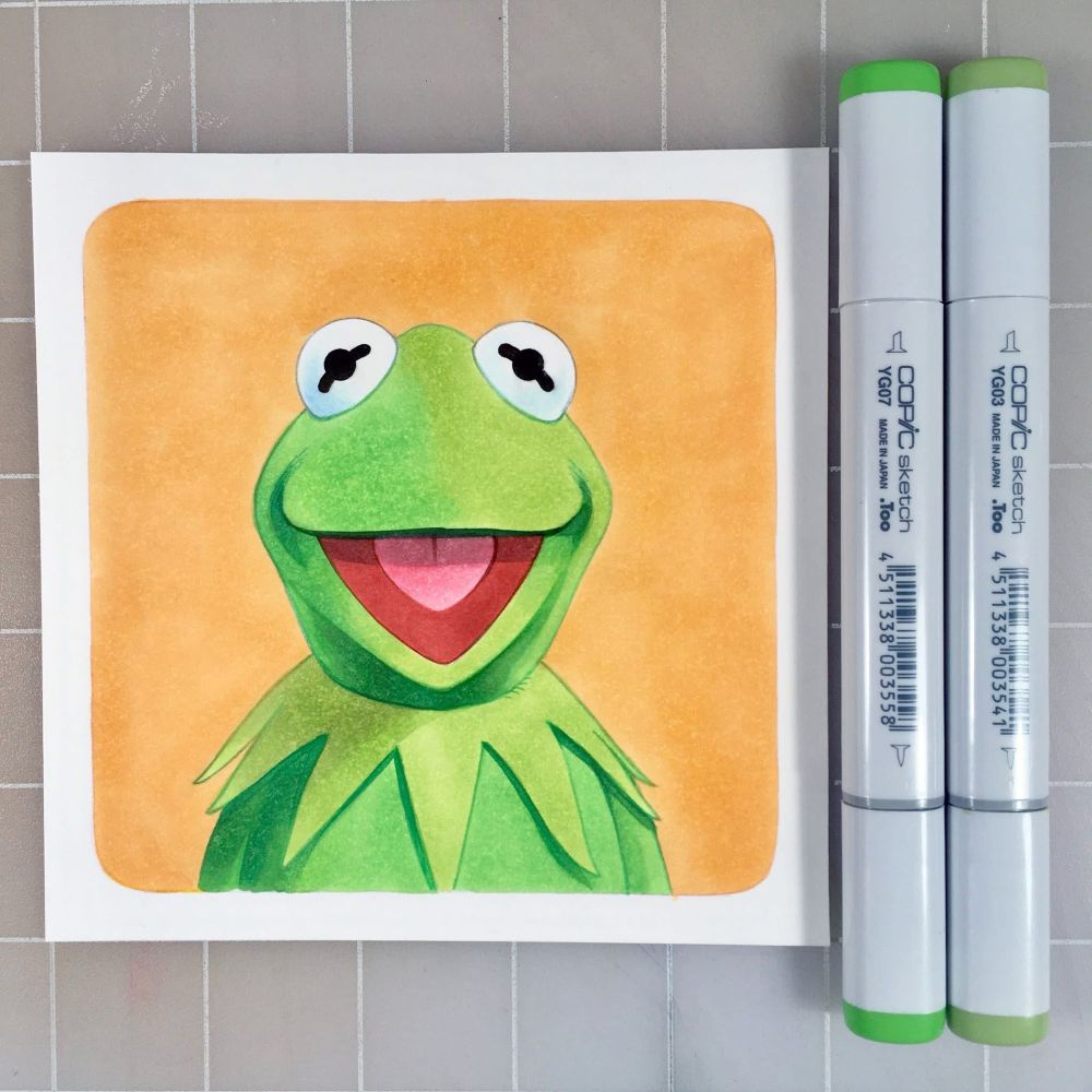 A marker drawing of Kermit the Frog 