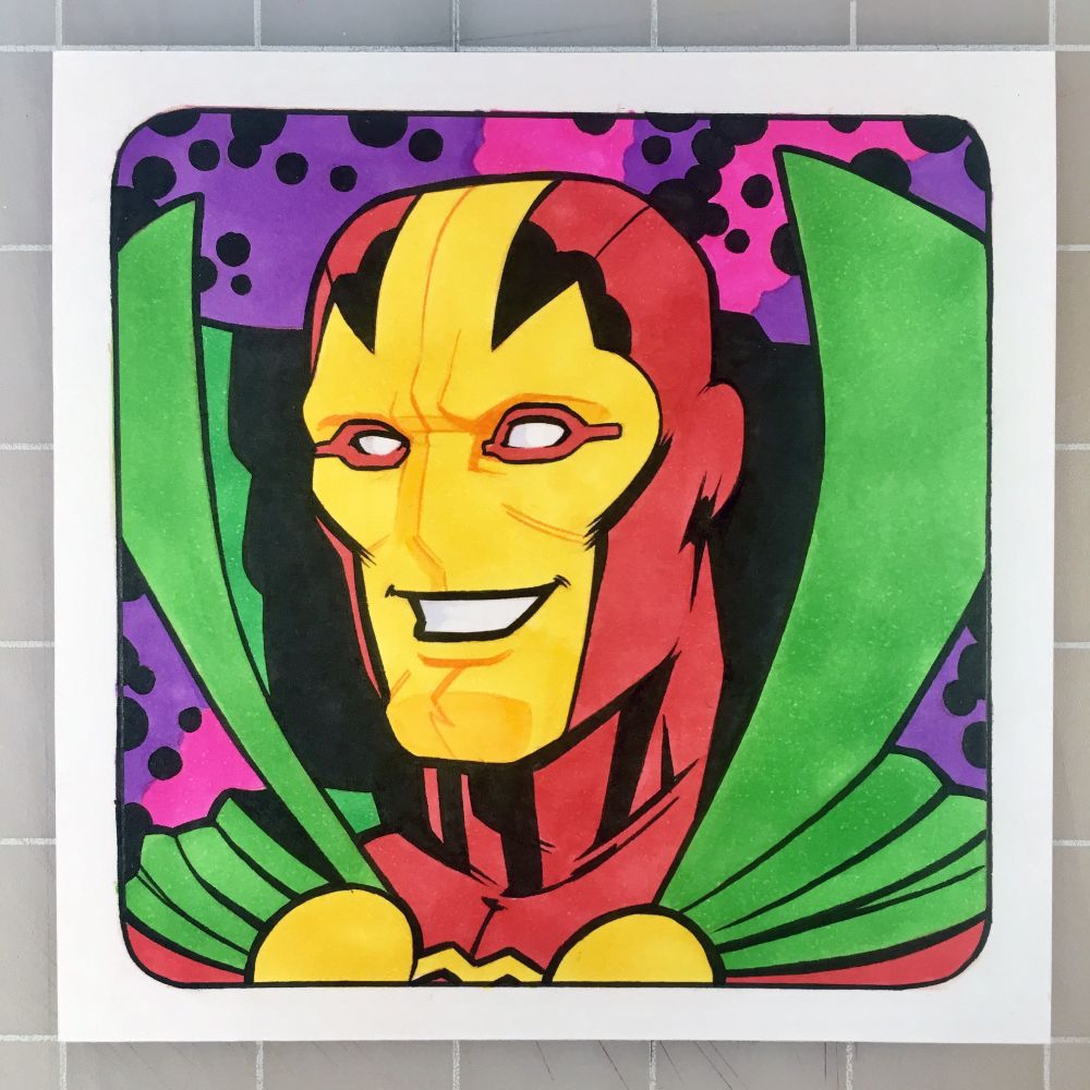 A marker drawing of Mr. Miracle from DC Comics
