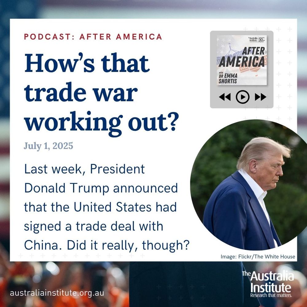 After America: How's that trade war working out? Photo of Trump walking, head down.