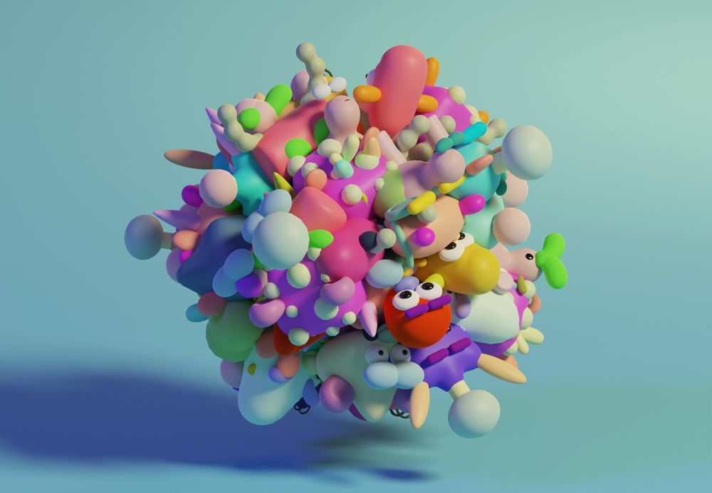 bunch of colourful character shapes all smashed together