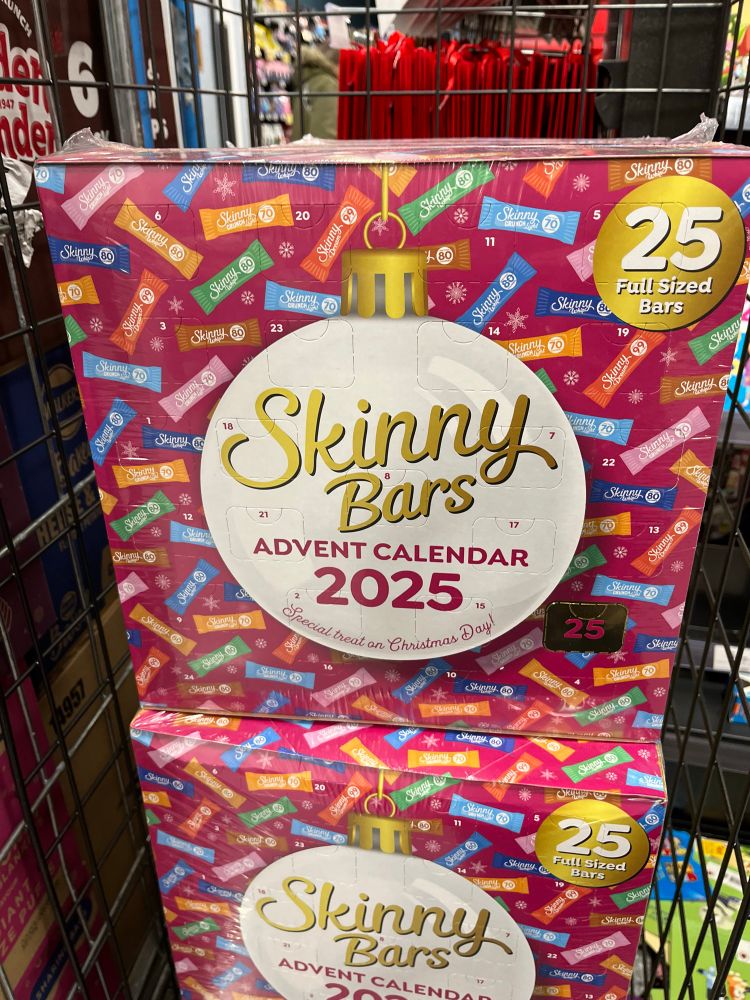 Photograph taken in a shop of a Skinny Bars advent calendar