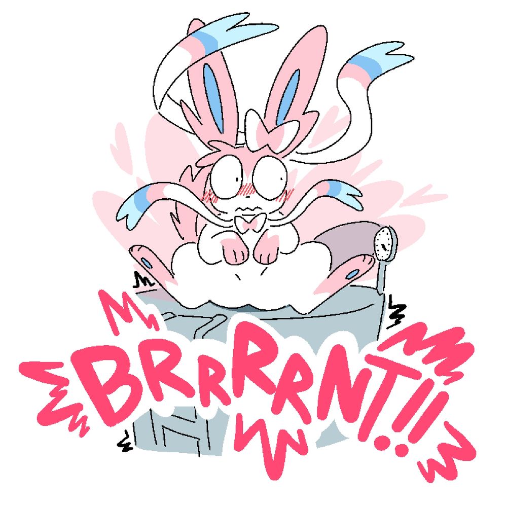 Sylveon blushing as they let out a fart much louder than they expected 