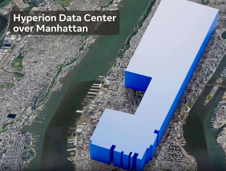 Image showing size of data center over Manhattan.