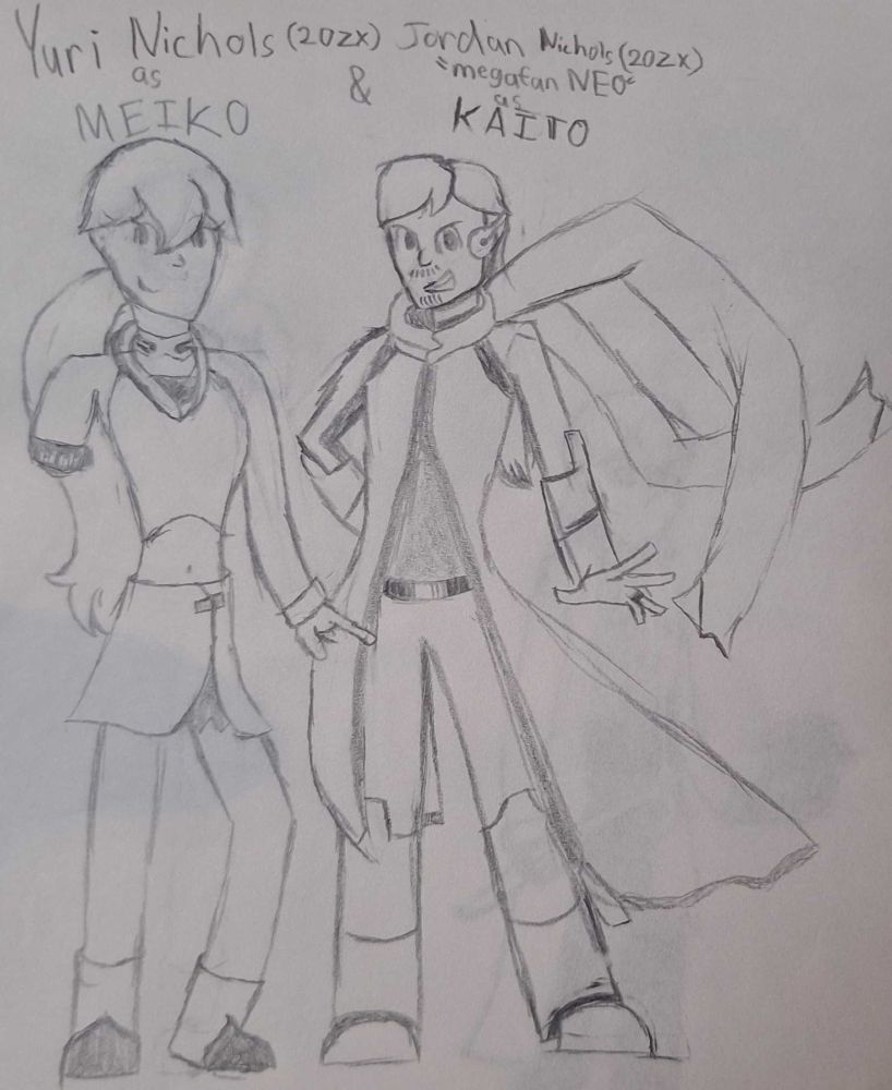 Yuri & Jordan Nichols (from megafam 20ZX) dressed as MEIKO and KAITO respectively