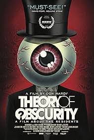 A person in top hat and tails except their head is a giant eyeball. Movie poster for Theory of Obscurity: A Film About The Residents (the Residents being an avant-garde musical ensemble).